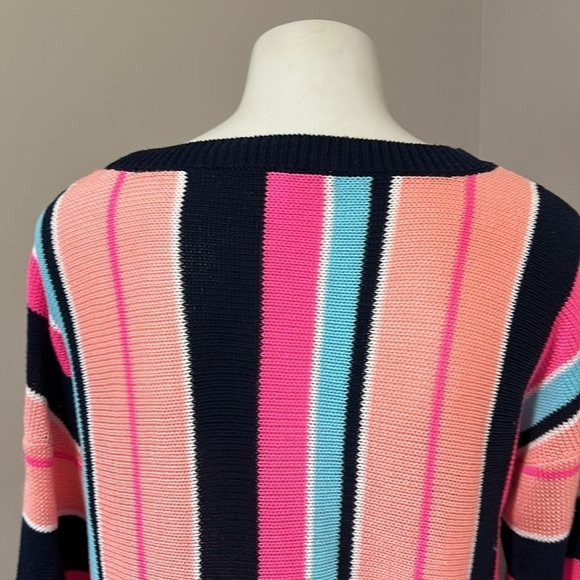 Lilly Pulitzer Daryn Sweater True Navy Island Jungle Multi Stripe Jumper Sz M - Picture 9 of 16